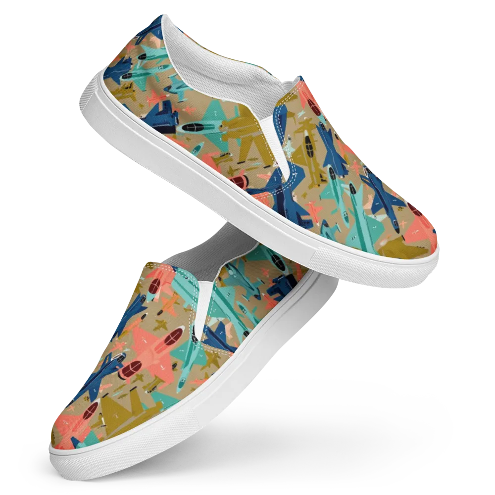 Aerial Arcade on Women's Slip-On Canvas Shoes — Front
