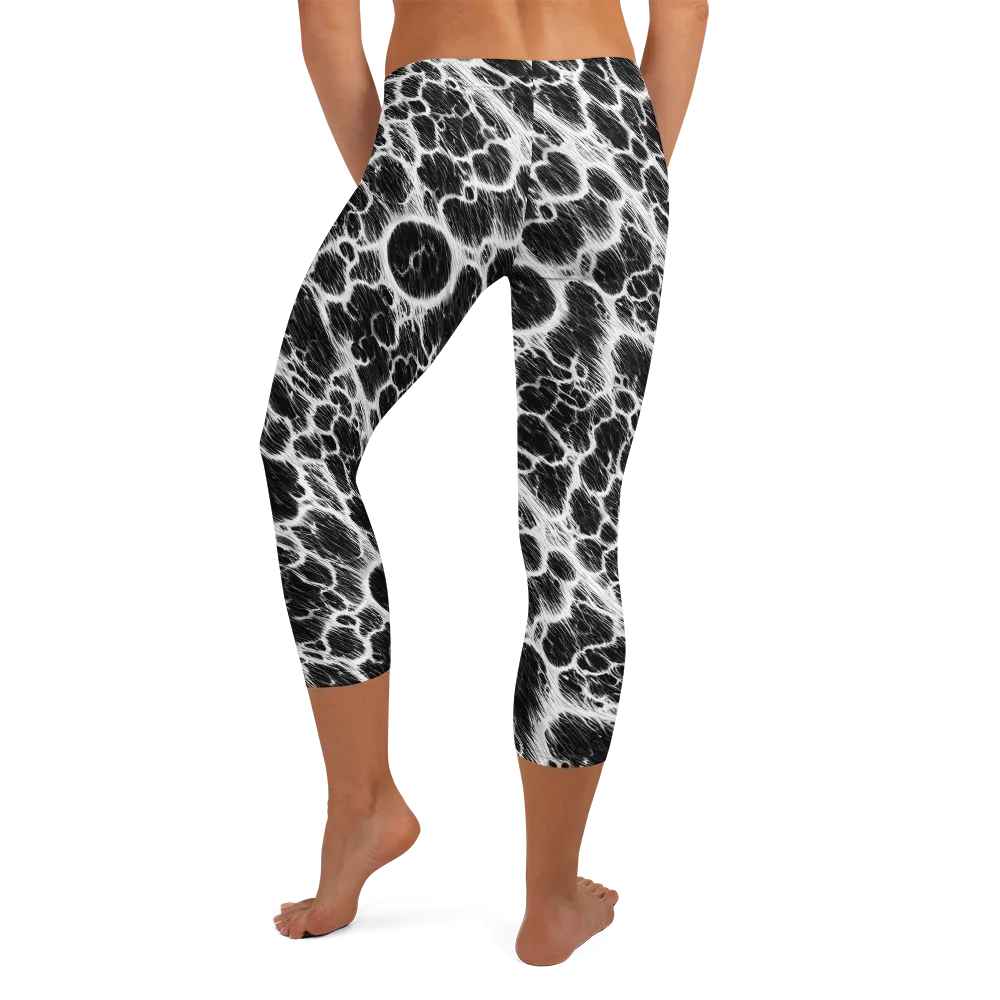 Black Ice Rift on Capri Leggings — Back