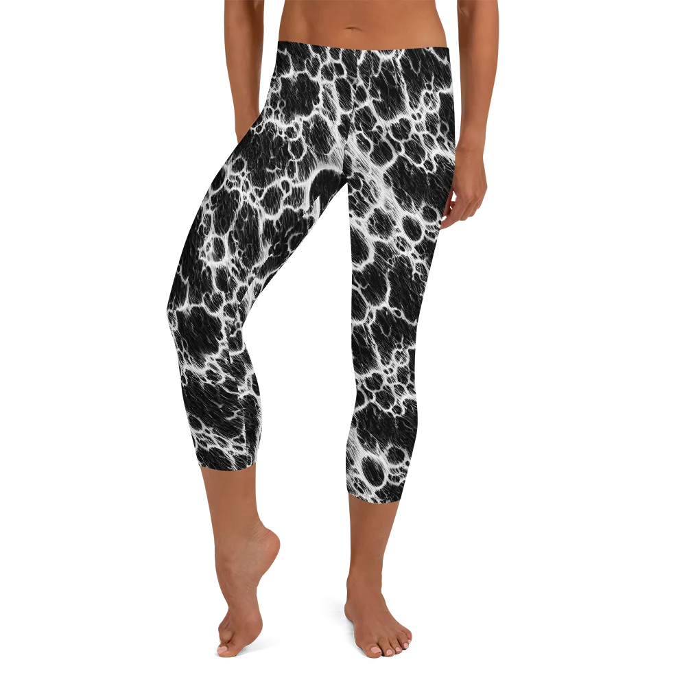 Black Ice Rift on Capri Leggings — Front