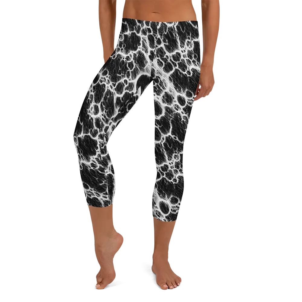 Black Ice Rift on Capri Leggings — Front