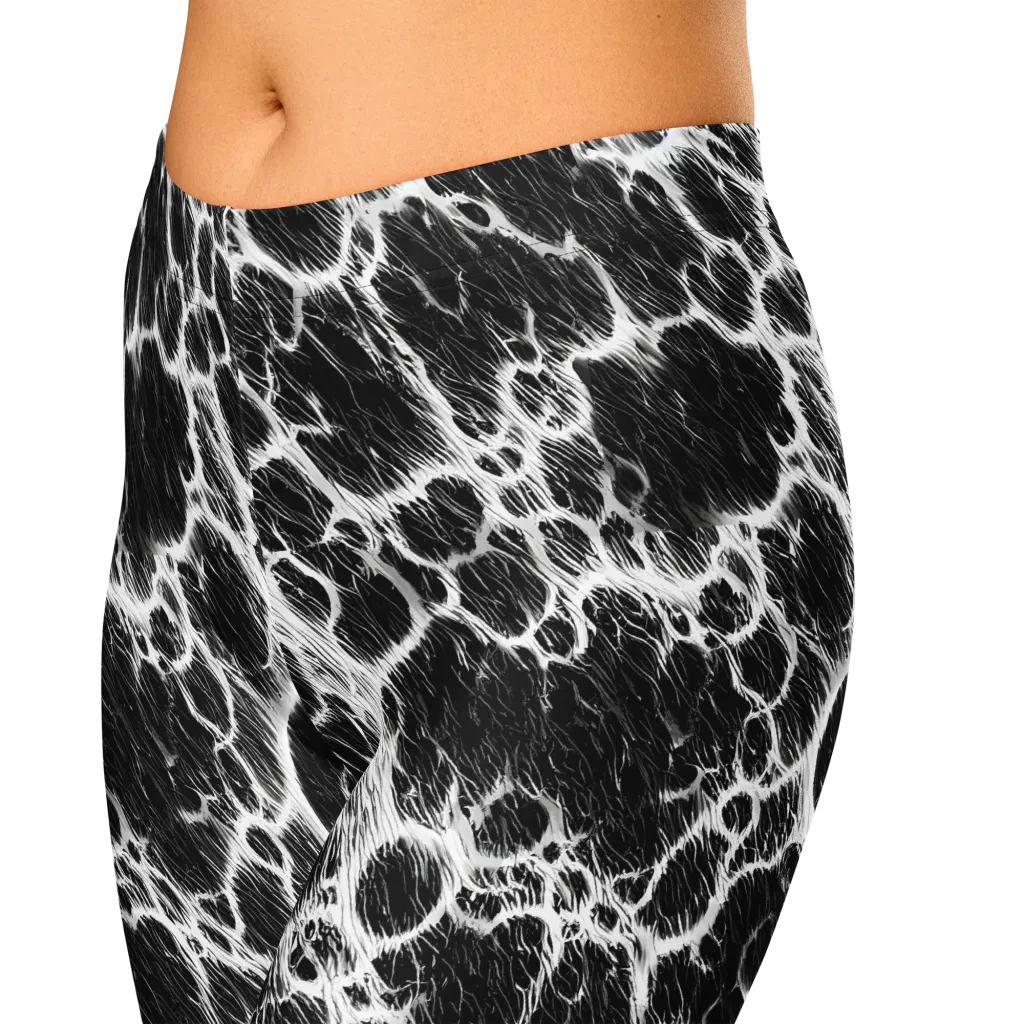 Black Ice Rift on Capri Leggings — Zoomed-in