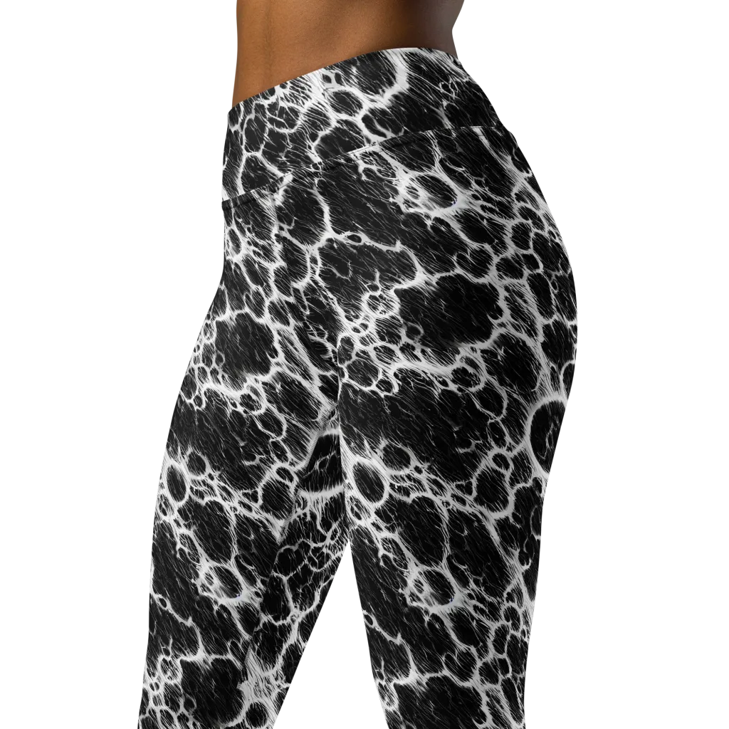 Black Ice Rift on Yoga Leggings — Left Front