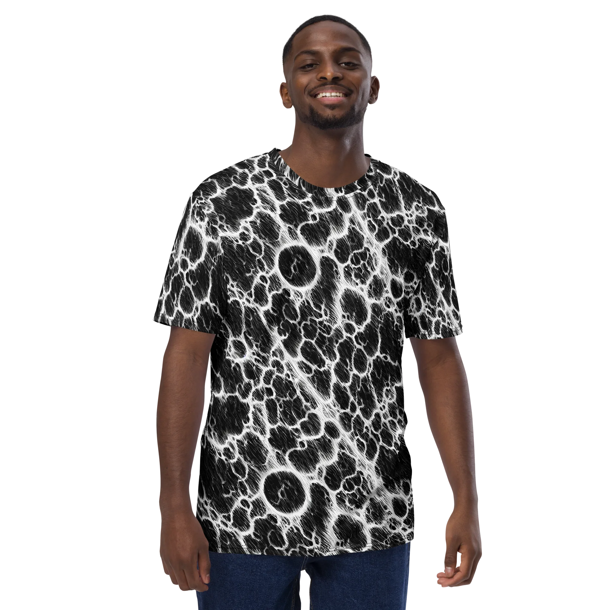 Black Ice Rift on Men's Crew Neck T-Shirt — Front