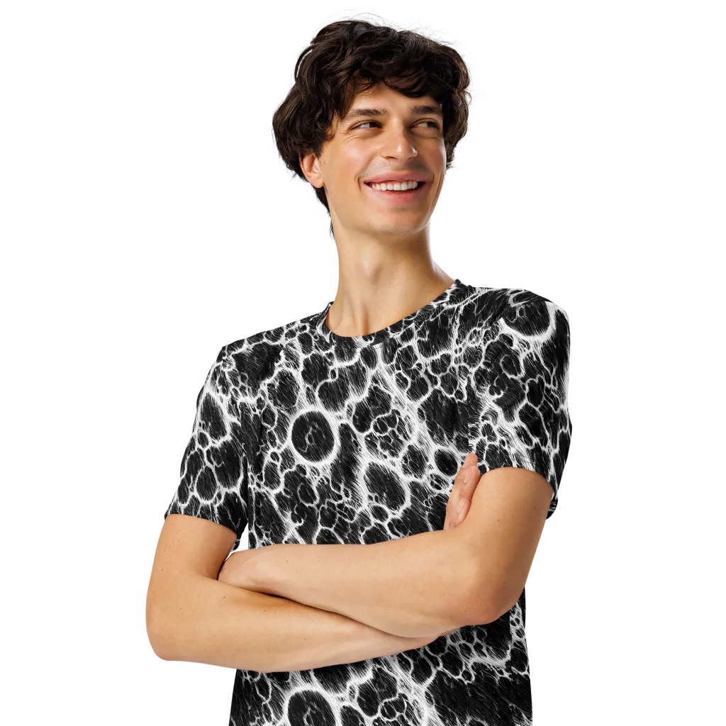 Black Ice Rift on Men's Crew Neck T-Shirt — Left Front
