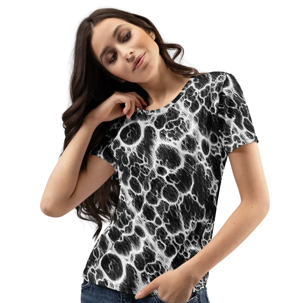 Black Ice Rift on Women's Crew Neck T-Shirt — Left Front
