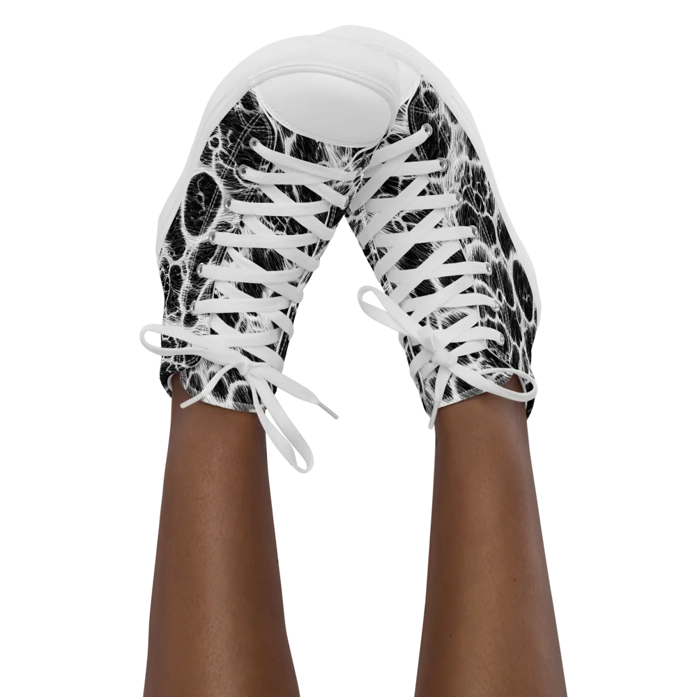Black Ice Rift on Women's High Top Canvas Shoes — Front