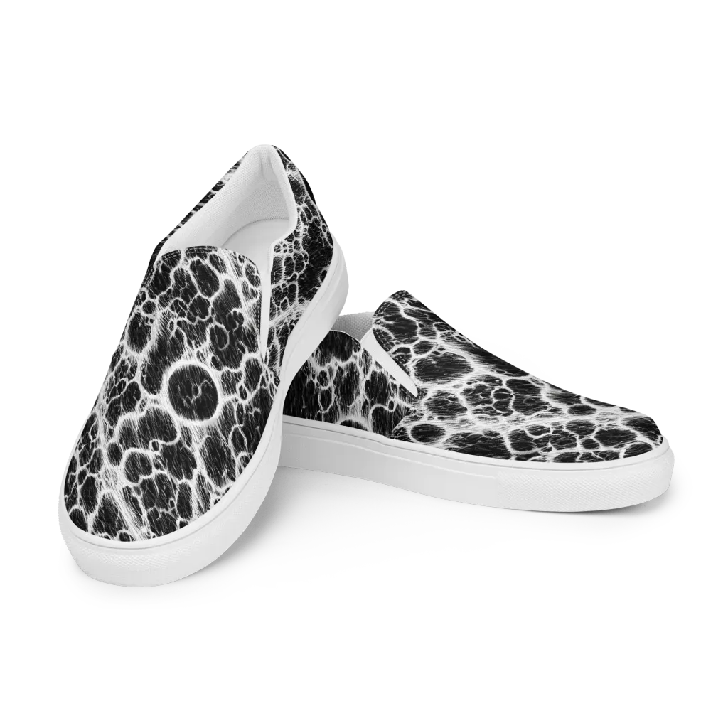 Black Ice Rift on Men's Slip-On Canvas Shoes — Left Front