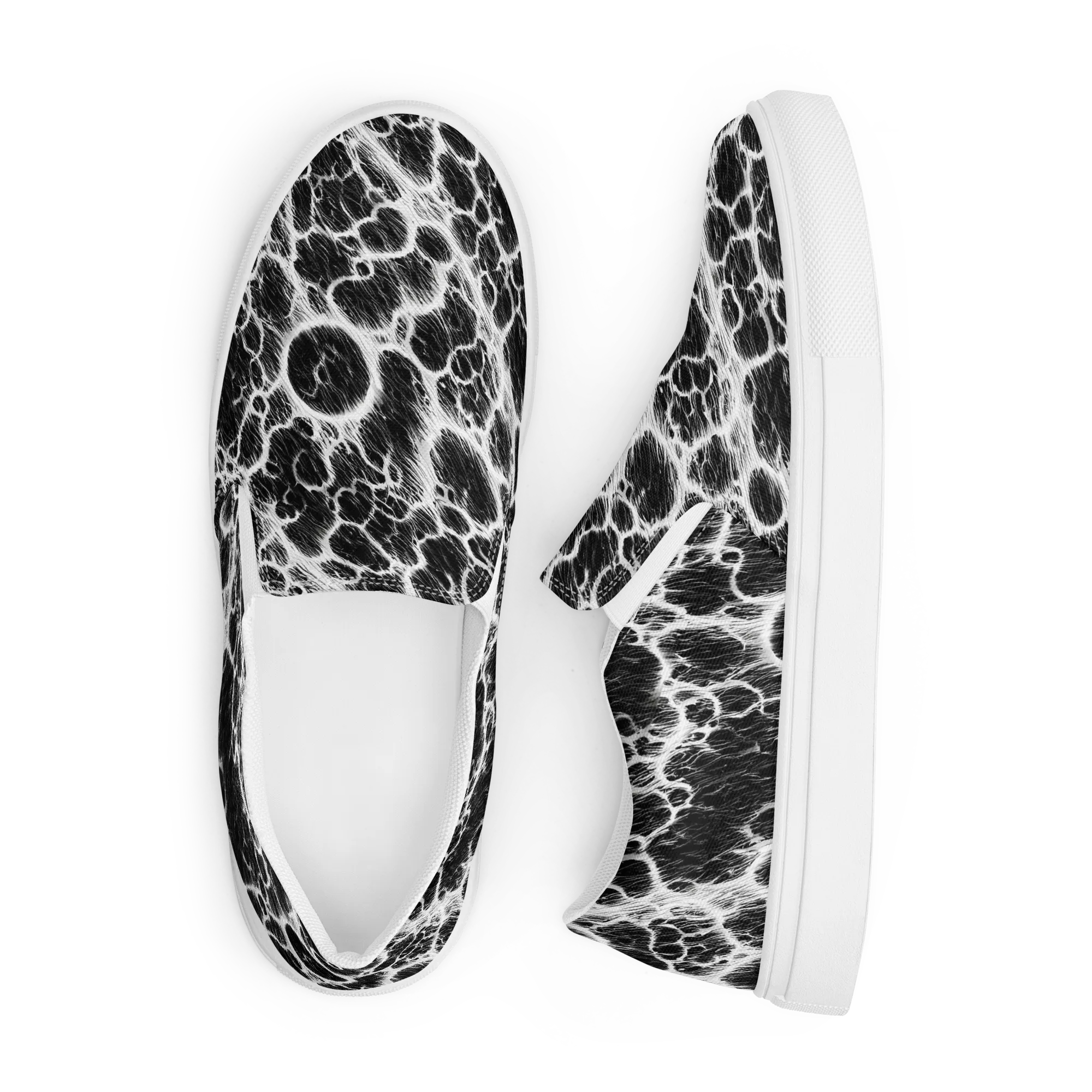 Black Ice Rift on Men's Slip-On Canvas Shoes — Front