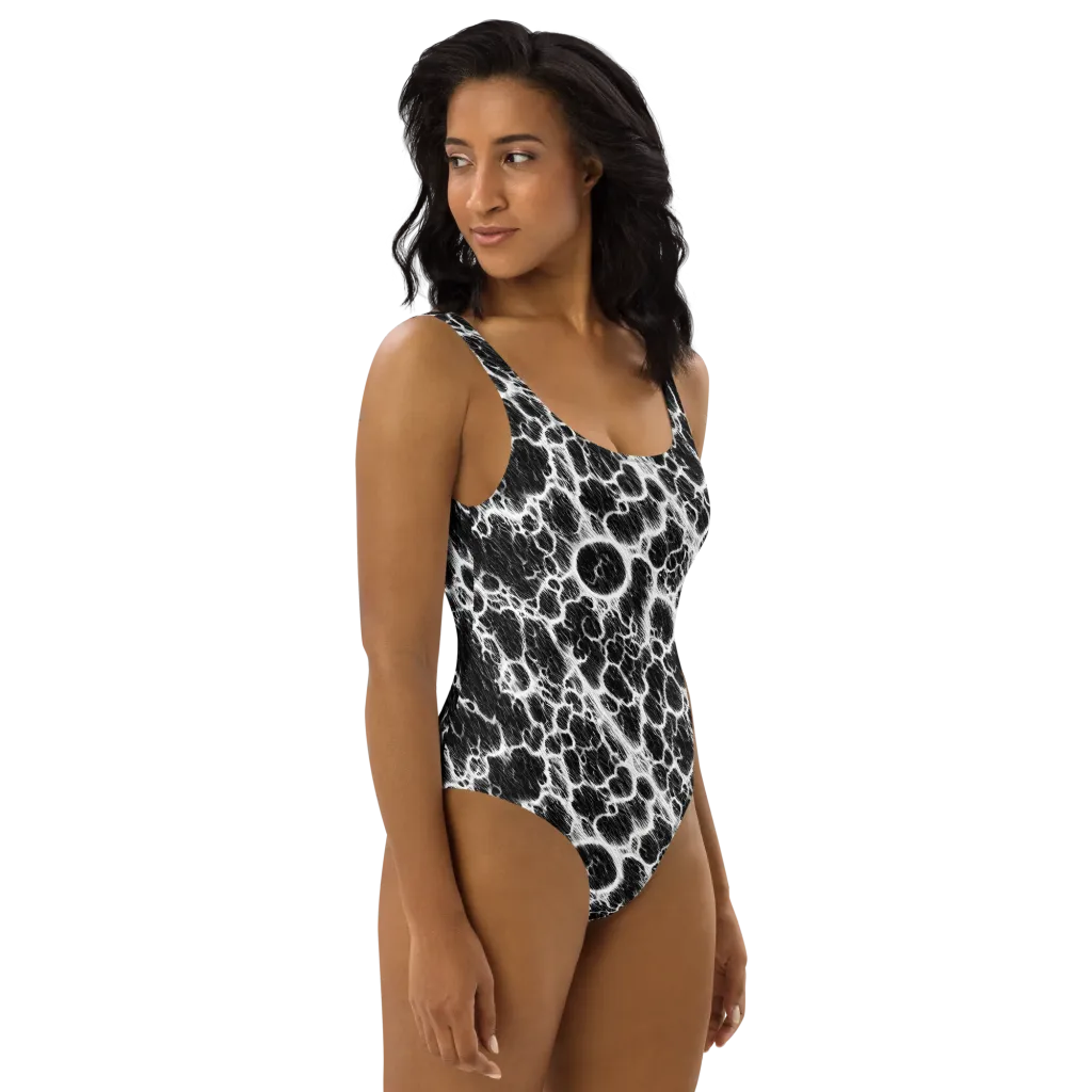 Black Ice Rift on One-Piece Swimsuit — Right