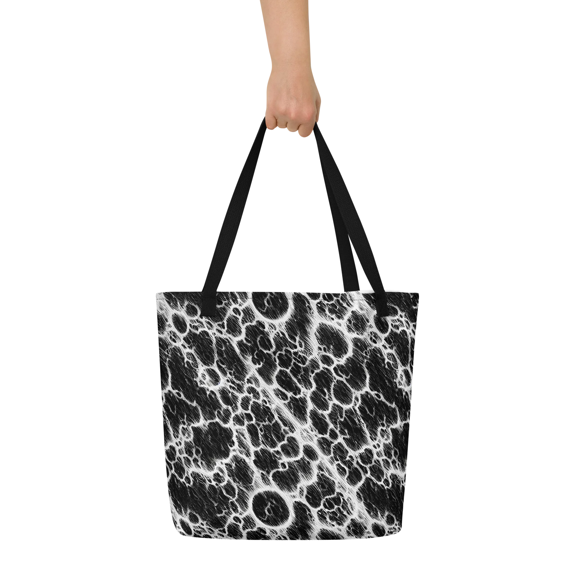 Black Ice Rift on Large Tote Bag W/ Pocket — Front