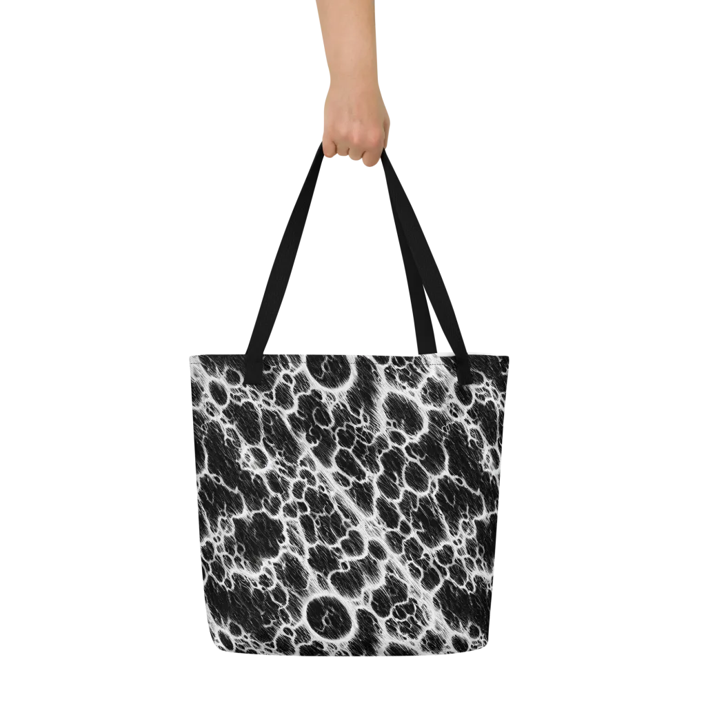 Black Ice Rift on Large Tote Bag W/ Pocket — Front