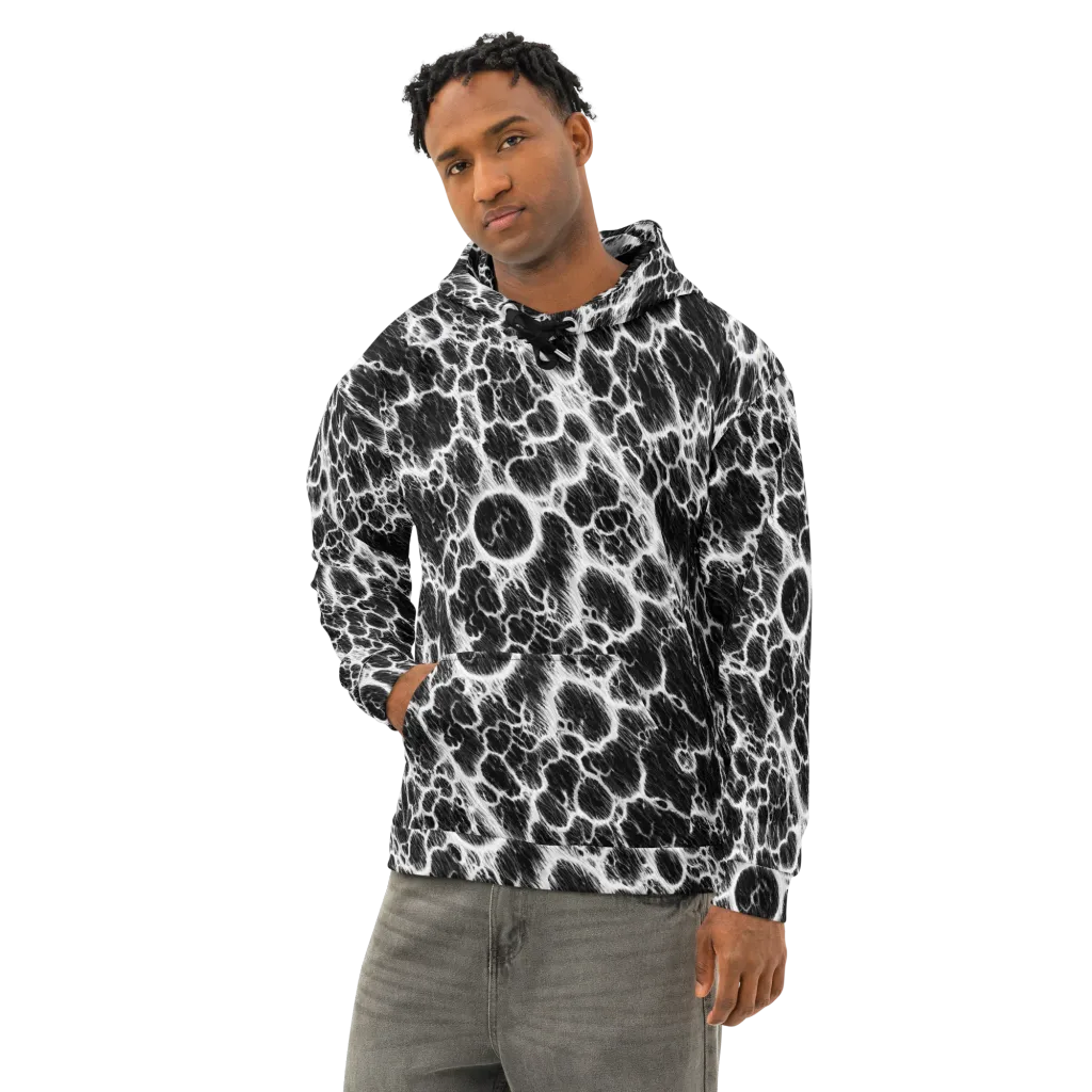 Black Ice Rift on Cotton Hoodie — Left Front