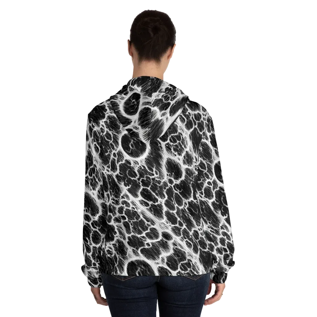 Black Ice Rift on Women's Full-Zip Hoodie — Back On Person