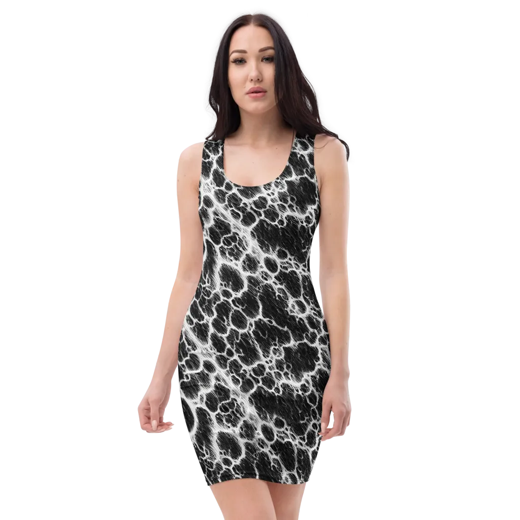 Black Ice Rift on Bodycon Dress — Front