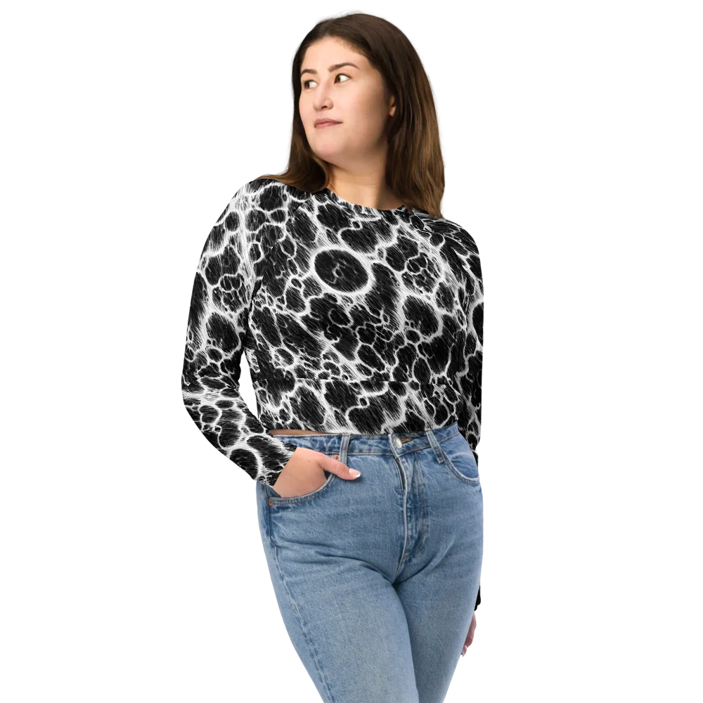 Black Ice Rift on Long Sleeve Crop Top — Front