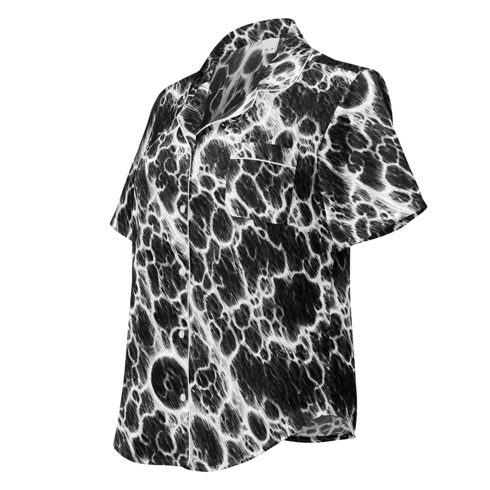 Black Ice Rift on Women's Short Sleeve Pajama Top — Left Front