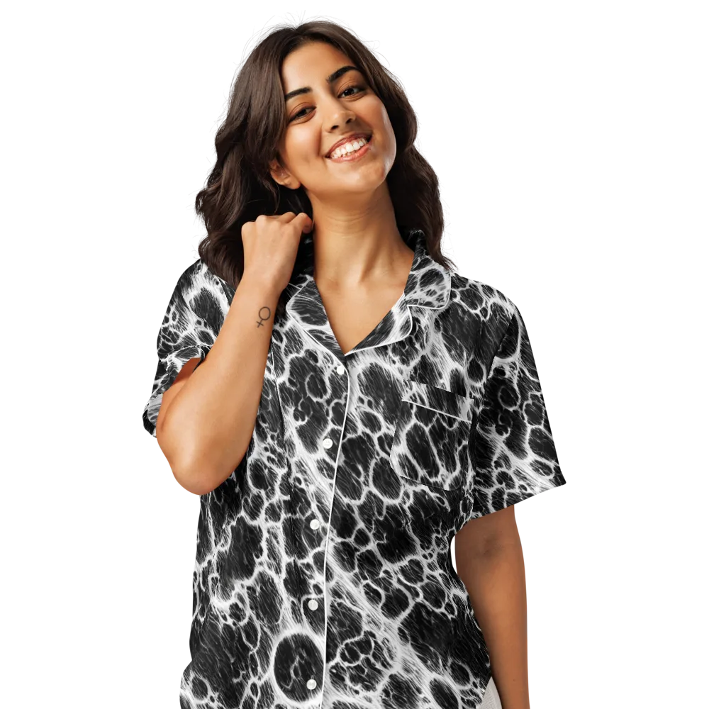 Black Ice Rift on Women's Short Sleeve Pajama Top — Front