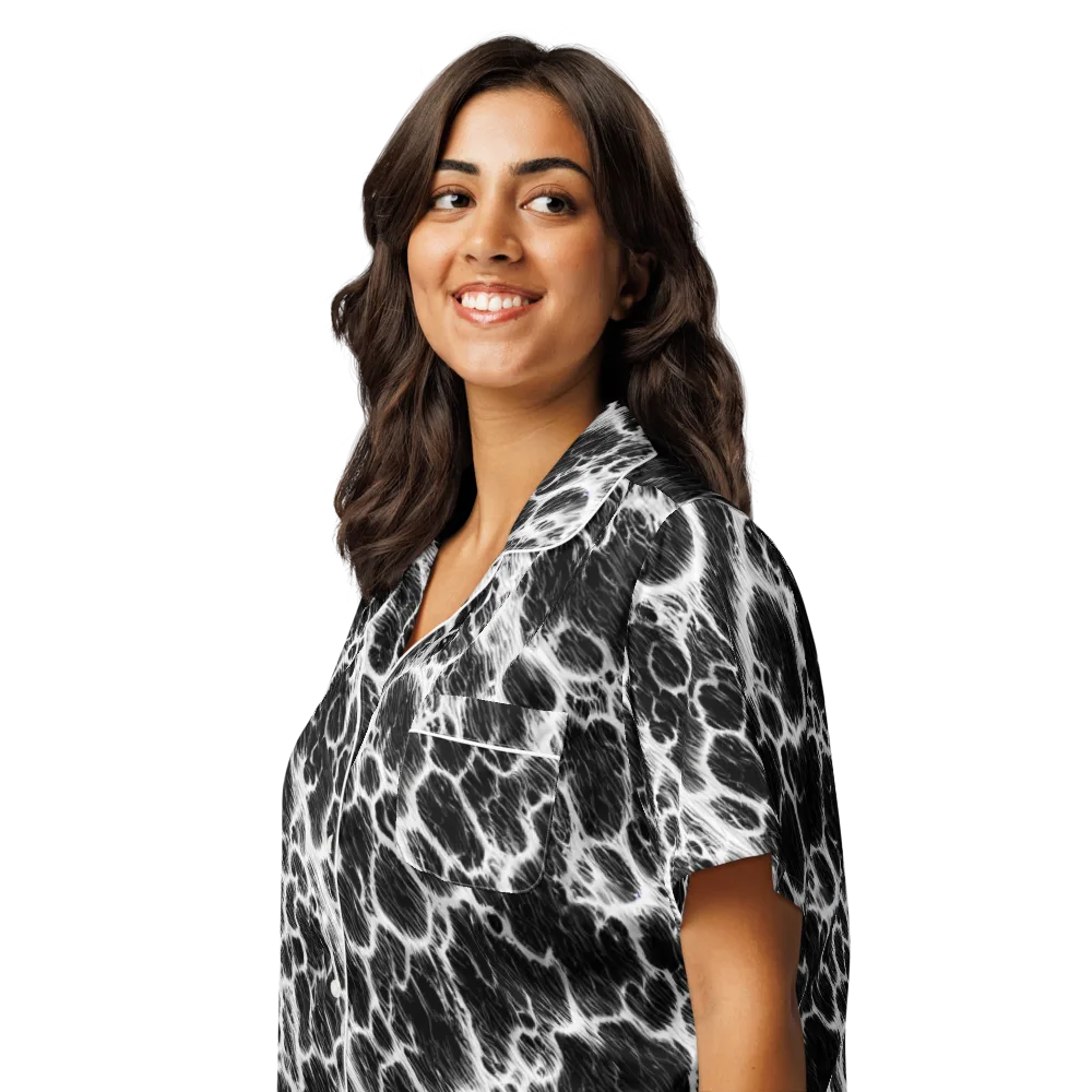 Black Ice Rift on Women's Short Sleeve Pajama Top — Left Front
