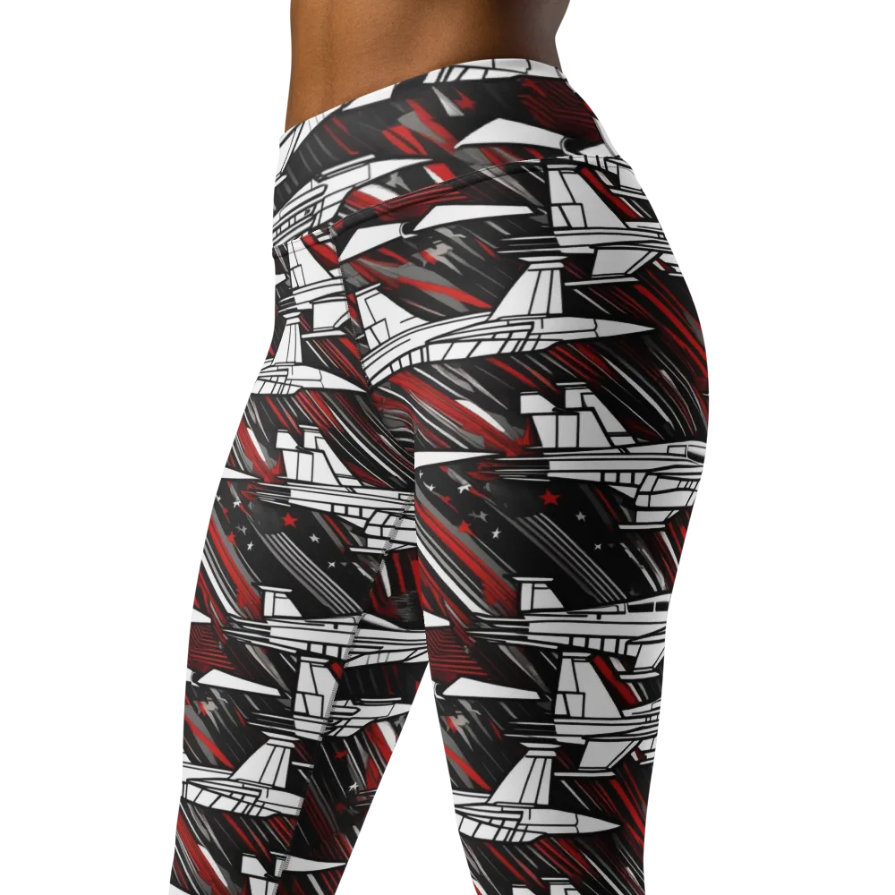 Crimson Airspace on Yoga Leggings — Left Front