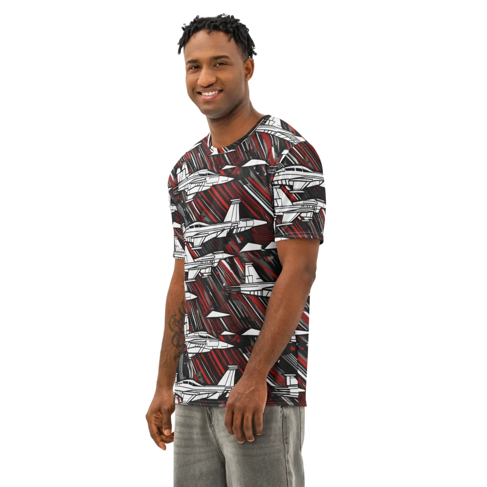 Crimson Airspace on Men's Cotton Crew Neck T-Shirt — Left Front