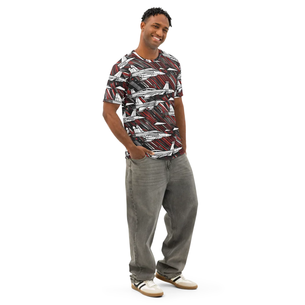 Crimson Airspace on Men's Cotton Crew Neck T-Shirt — Right Front