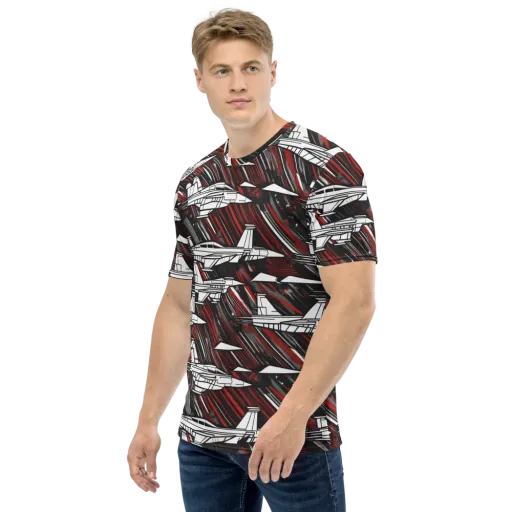 Crimson Airspace on a Men's Crew Neck T-Shirt