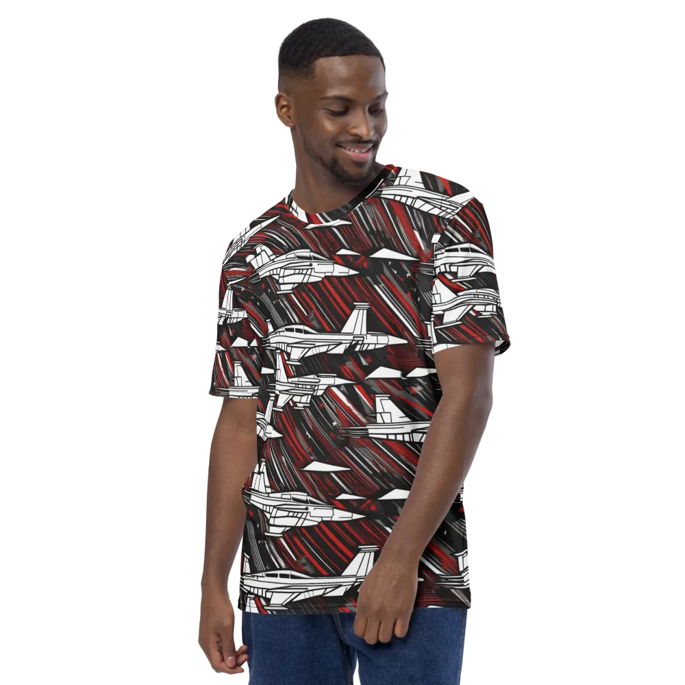 Crimson Airspace on Men's Crew Neck T-Shirt — Left