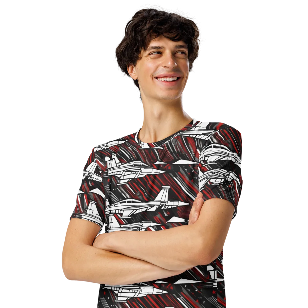 Crimson Airspace on Men's Crew Neck T-Shirt — Left Front