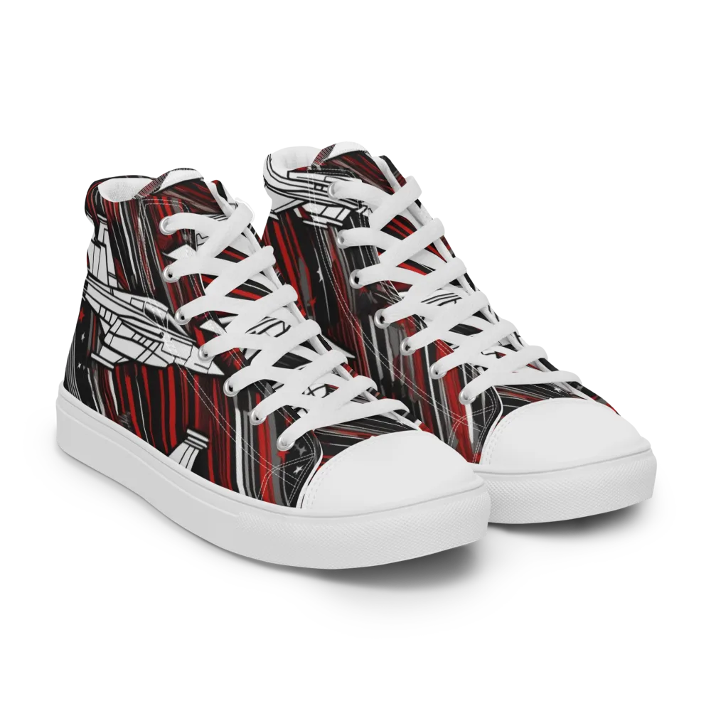 Crimson Airspace on Men's High Top Canvas Shoes — Right Front