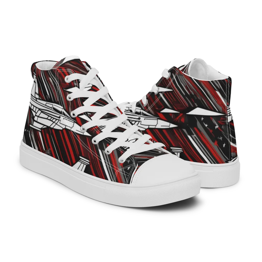 Crimson Airspace on Men's High Top Canvas Shoes — Right