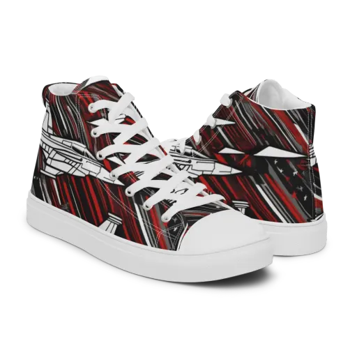 Crimson Airspace on a Men's High Top Canvas Shoes