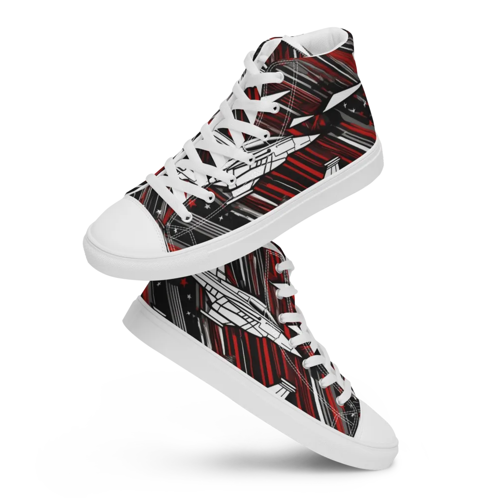 Crimson Airspace on Men's High Top Canvas Shoes — Front