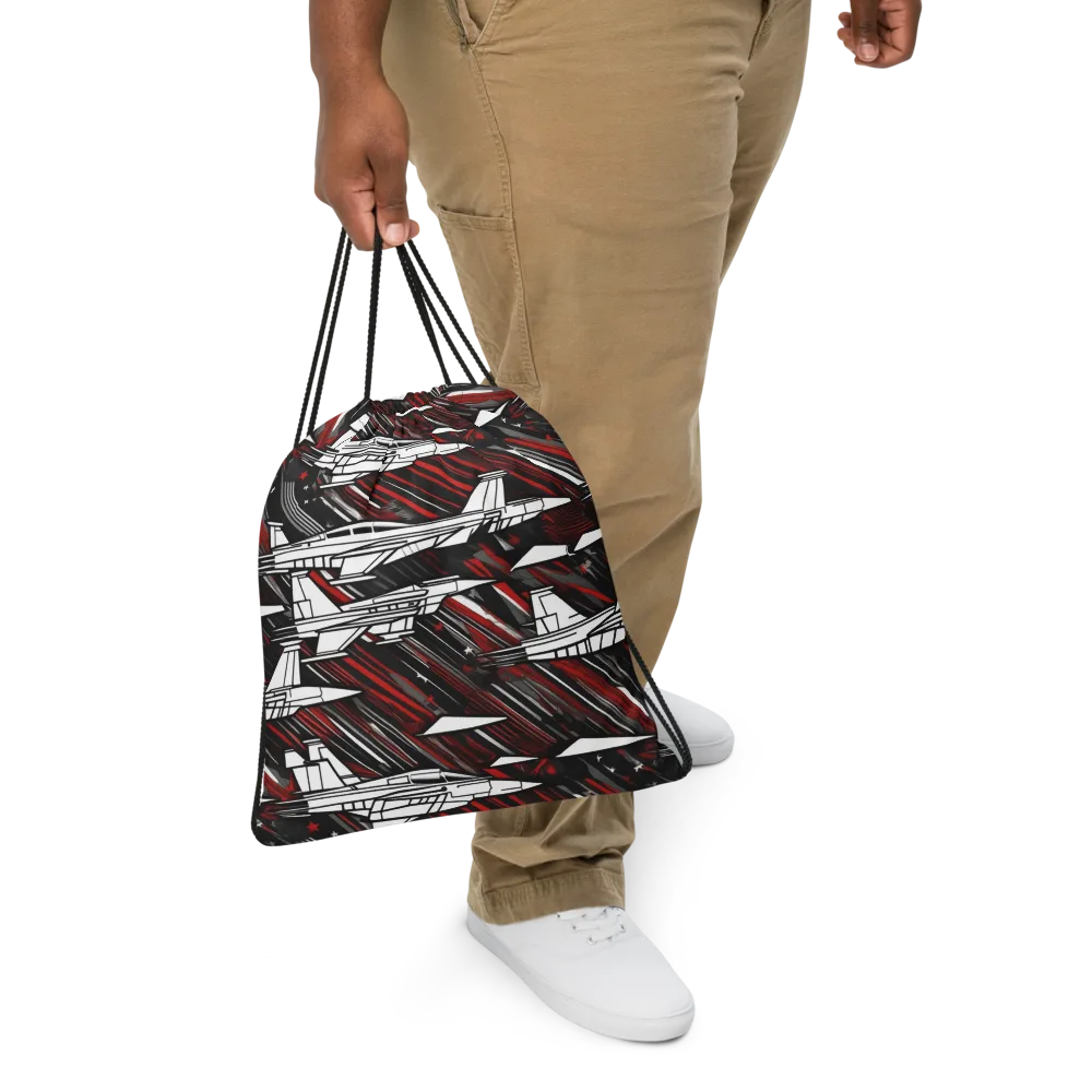 Crimson Airspace on Drawstring Bag — Front