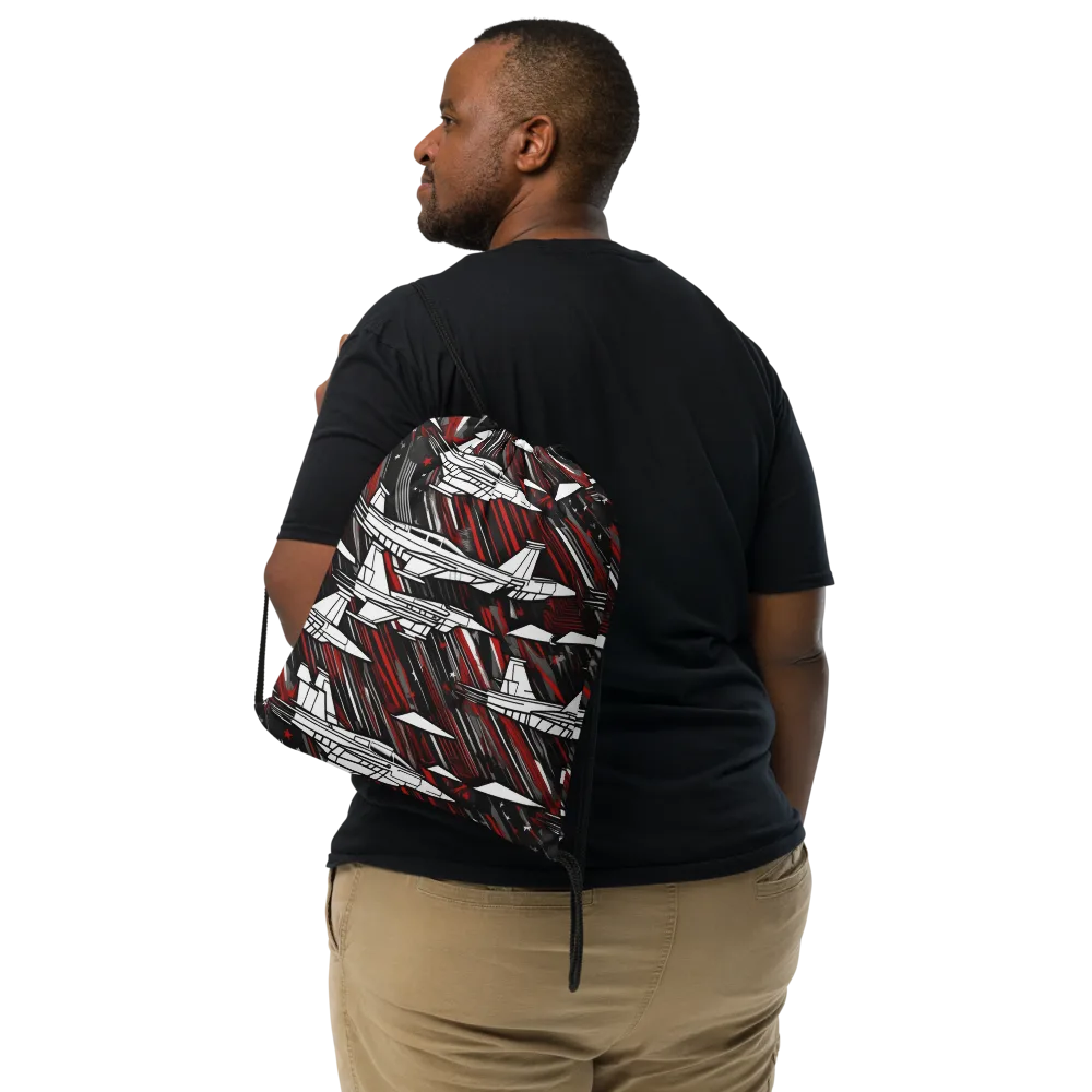 Crimson Airspace on Drawstring Bag — Front