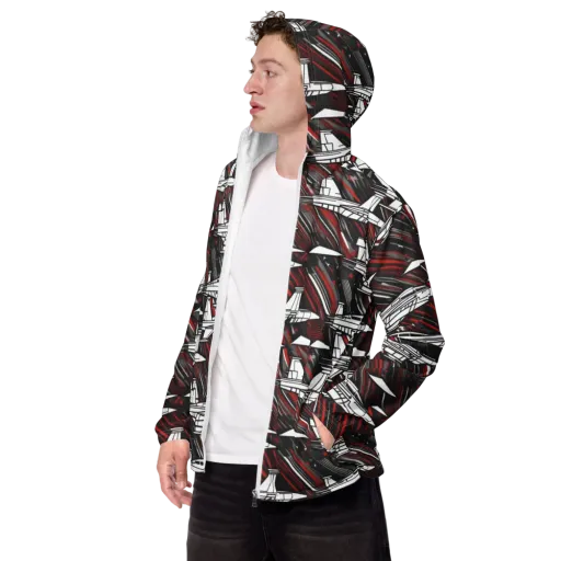 Crimson Airspace on a Men's Windbreaker
