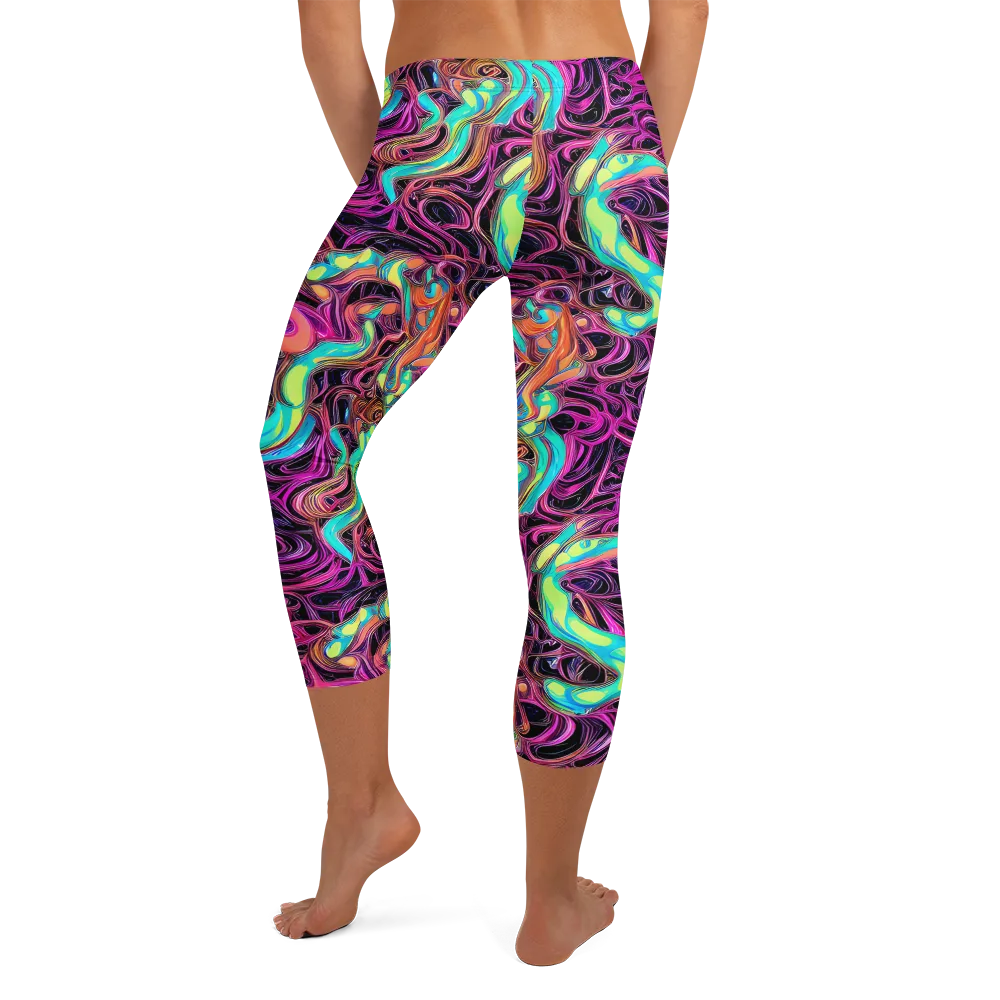 Neon Drizzle on Capri Leggings — Back