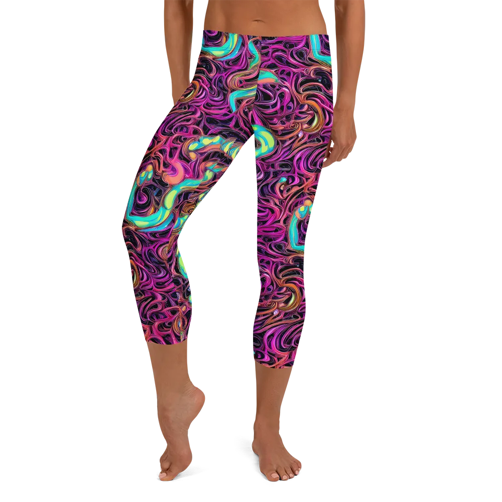 Neon Drizzle on Capri Leggings — Front