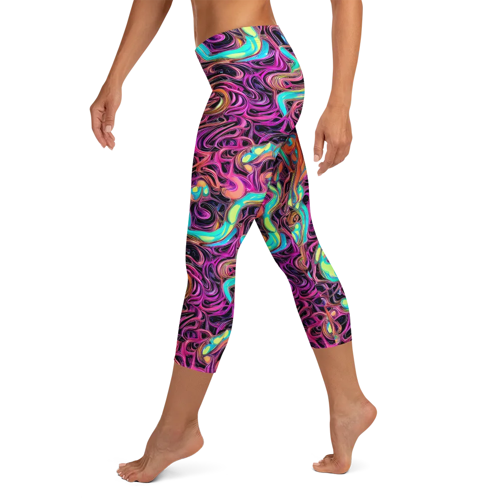 Neon Drizzle on Capri Leggings — Left