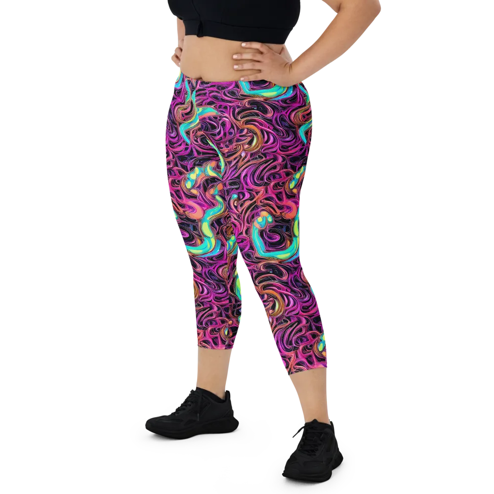 Neon Drizzle on Capri Leggings — Front