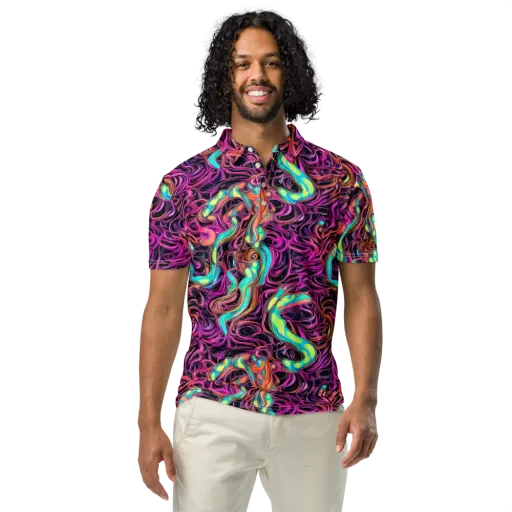 Neon Drizzle on a Men's Slim Fit Polo Shirt