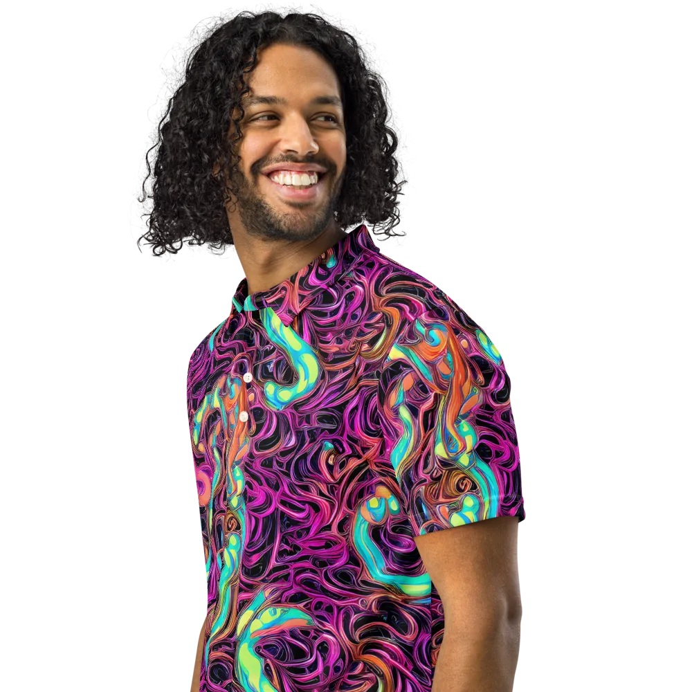 Neon Drizzle on Men's Slim Fit Polo Shirt — Left Front