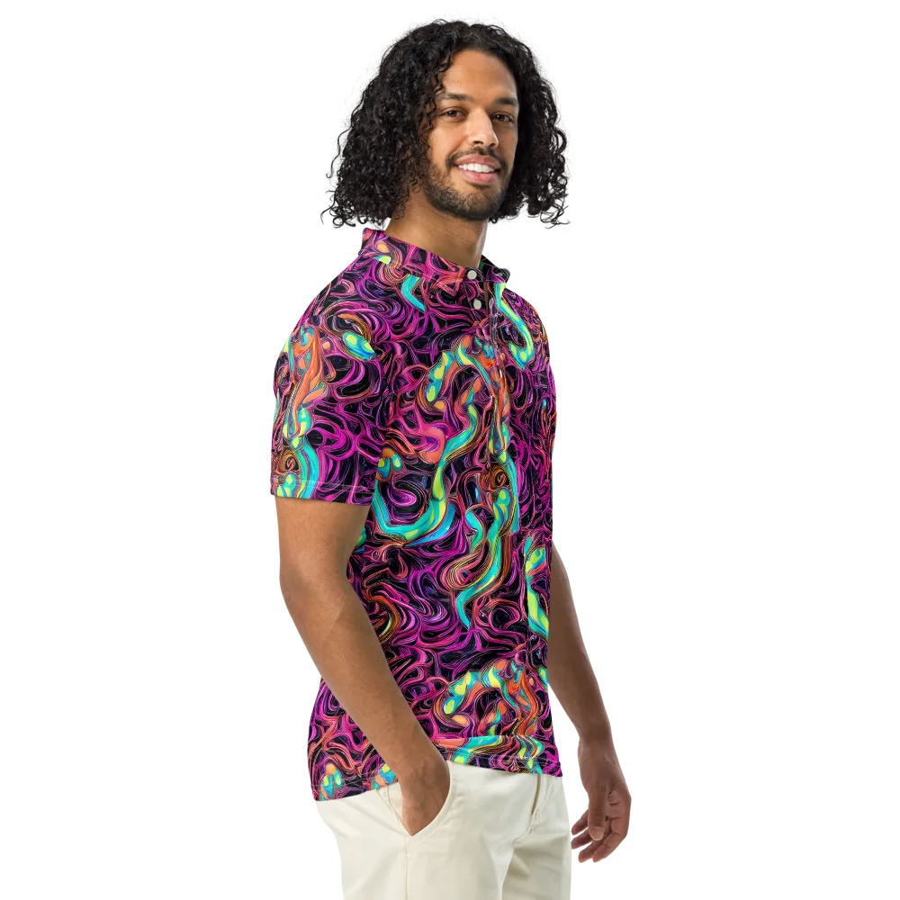 Neon Drizzle on Men's Slim Fit Polo Shirt — Right Front