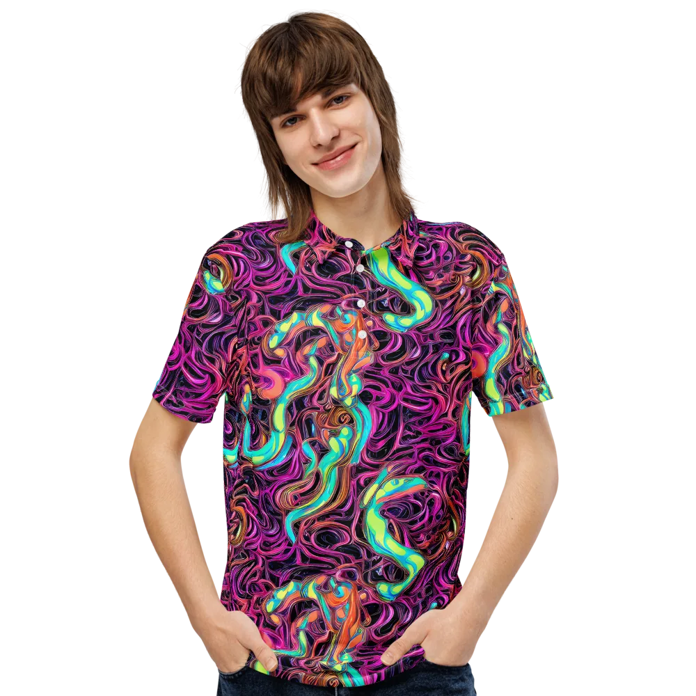 Neon Drizzle on Men's Slim Fit Polo Shirt — Front