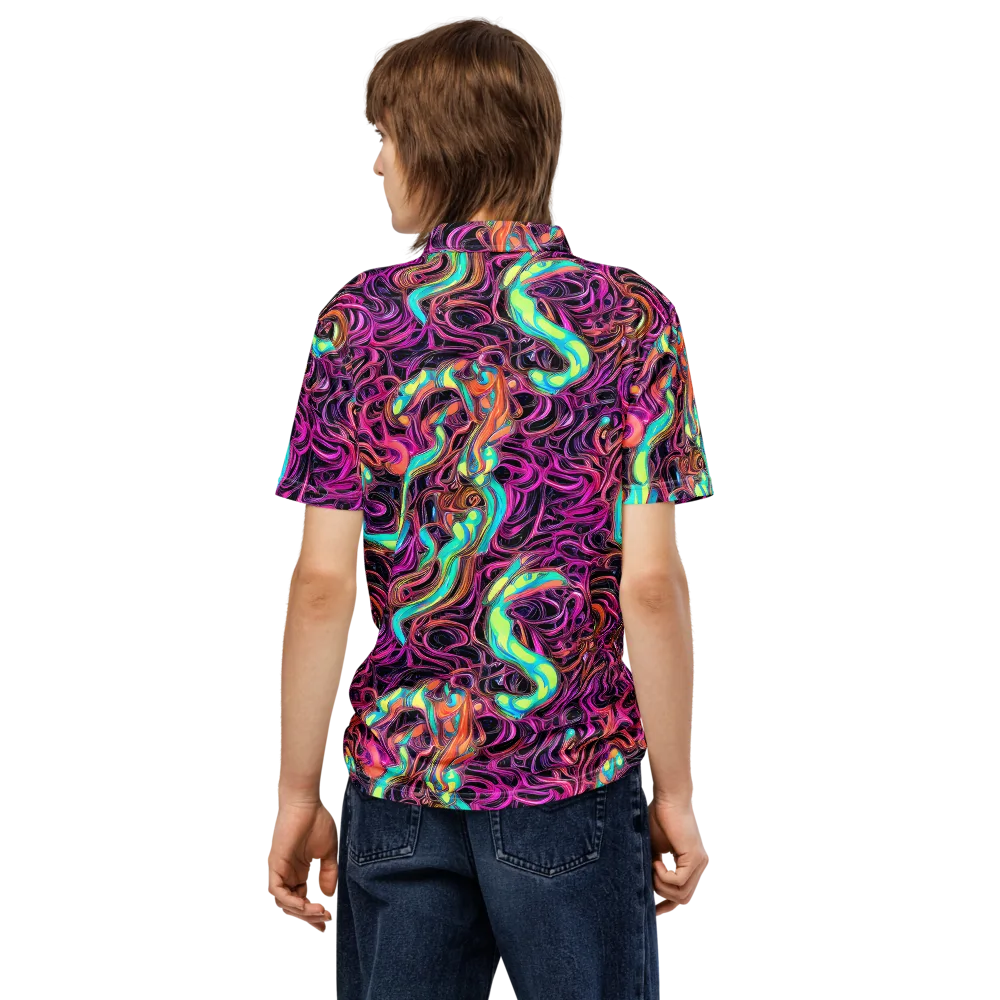 Neon Drizzle on Men's Slim Fit Polo Shirt — Back