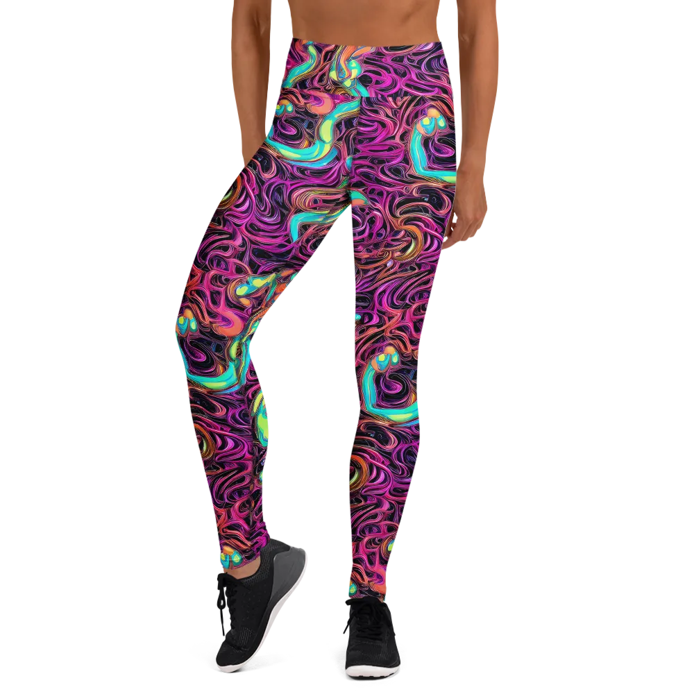 Neon Drizzle on Yoga Leggings — Front