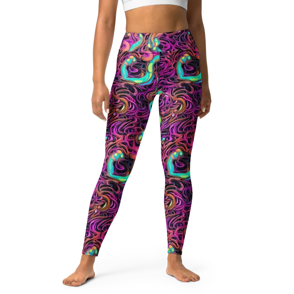 Neon Drizzle on Yoga Leggings — Front