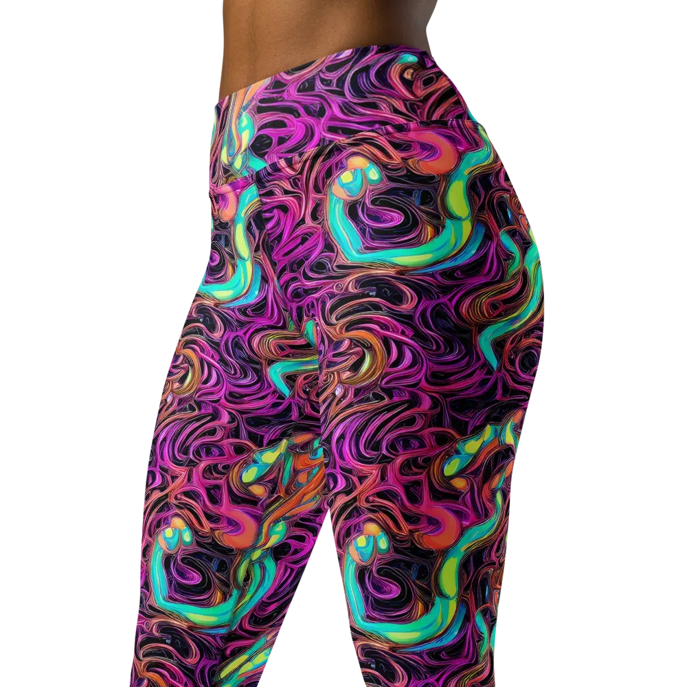 Neon Drizzle on Yoga Leggings — Left Front