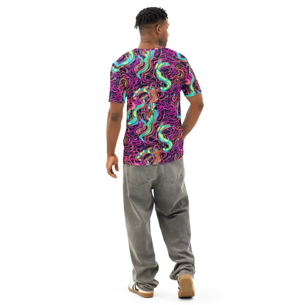 Neon Drizzle on Men's Cotton Crew Neck T-Shirt — Back