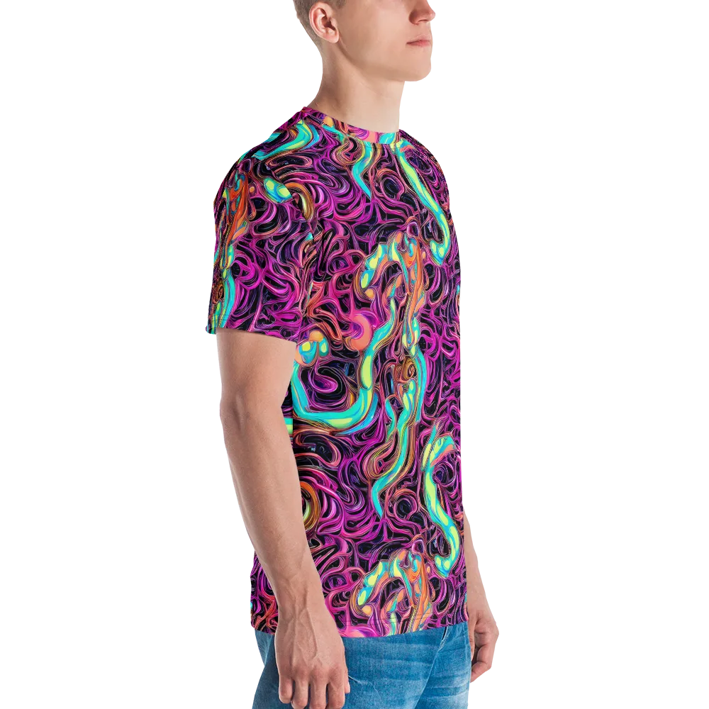 Neon Drizzle on Men's Crew Neck T-Shirt — Right