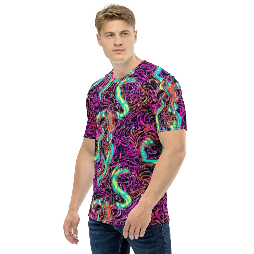 Neon Drizzle on Men's Crew Neck T-Shirt — Left